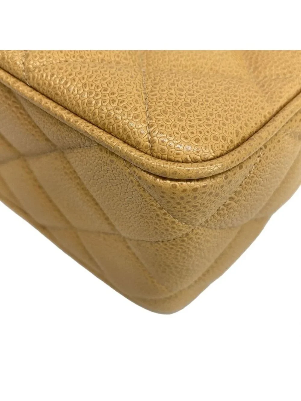 Chanel Shoulder Bag Quilted Beige Gold Chain Jumbo CC Logo
